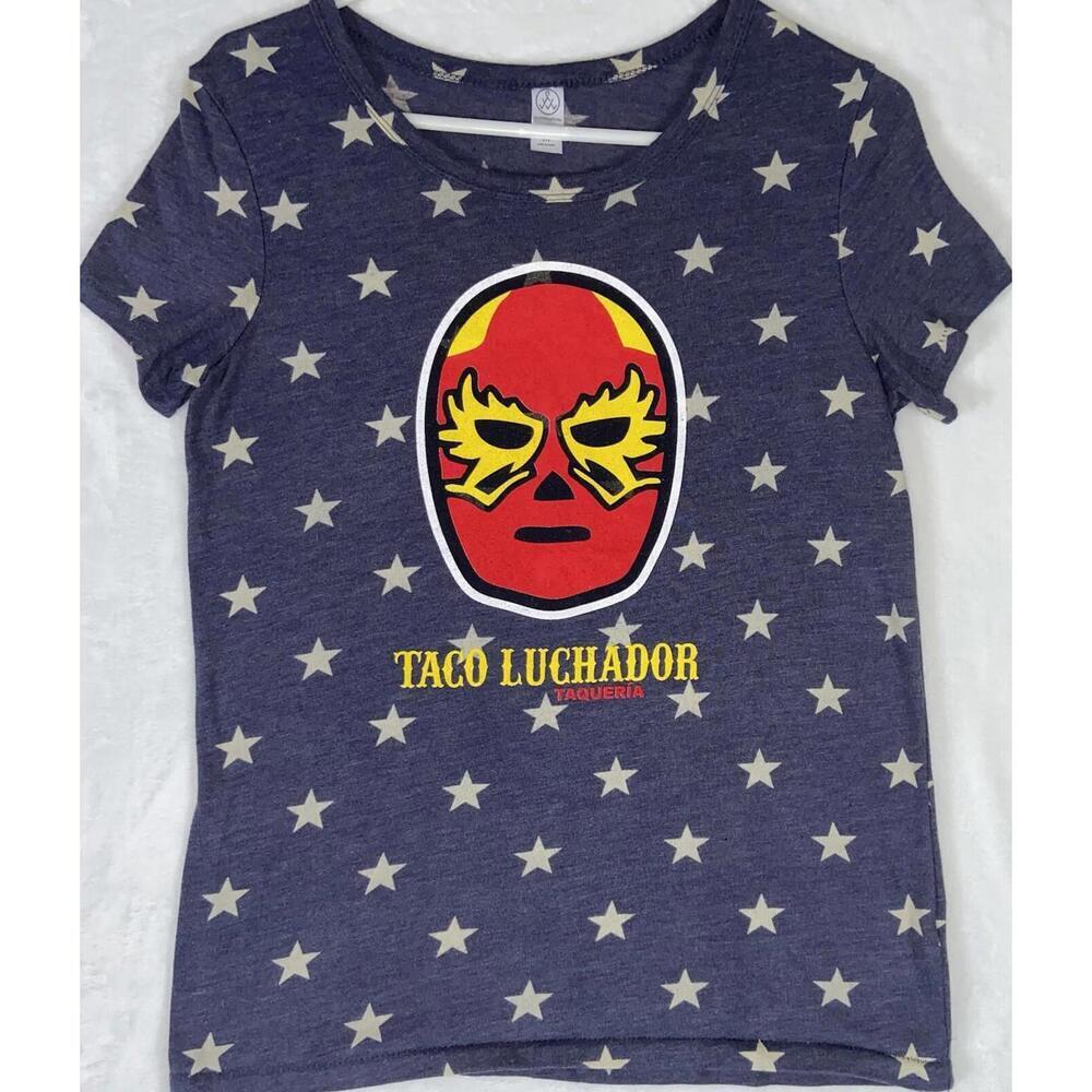 Women's Tacos Luchador Wrestling Taqueria Short Sleeve Graphic T-Shirt - Blue M